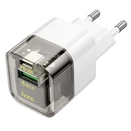 Мережевий зарядний пристрій Hoco C131A Platinum dual-port PD30W+QC3.0 charger + кабель Type-C to Type-C чорний - мініатюра 2