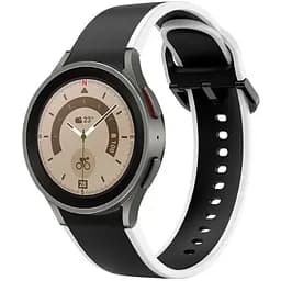 Ремінець для Samsung Galaxy Watch 4 Classic 42mm - чорно-білий ширина кріплення 20мм силікон розмір L Watchbands Double Line (W12-6WB17999971)