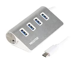USB-Хаб Maxxter USB Type-C 4хUSB3.0 Silver (HU3С-4P-01)