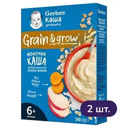 Молочная каша Gerber Овсяно-пшеничная с яблоками и морковью 480 г (2 шт. х 240 г)