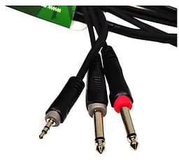 Готовий аудіокабель Mini-Jack 3,5 Stereo — 2xJack 6,3 mono Roxtone SAY-C130-L1 1 м - мініатюра 2