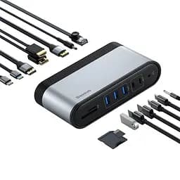 Хаб адаптер Baseus Working Station Four-Screen 16-in-1 (CAHub-HG0G) - мініатюра 3