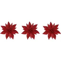 Квітка декоративна Mica Decorations на кліпсі 10 см червона 3 шт. (1181050) - мініатюра 2