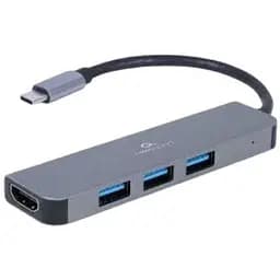 Хаб Usb Cablexpert A-CM-COMBO2-01, Grey, Type-C 3.2 - 3xUsb 3.2 / HDMI 4K, кабель 9 см, алюминиевый корпус