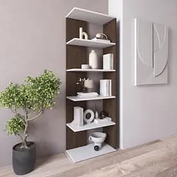 Книжная полка стеллаж Vays D-6 Венге Темный-Белый из 5 открытых секций ЛДСП 60x30x178 см для дома офиса гостиной