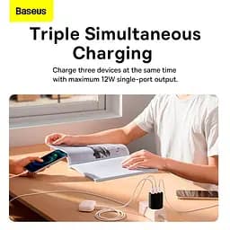 Зарядний адаптер мережевий БЖ Baseus Compact Charger 17 W 3 виходи USB (CCXJ020102) білий - мініатюра 6