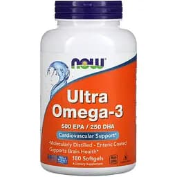 Жирні кислоти Now Ultra Omega-3 500 EPA / 250 DHA 180 капсул