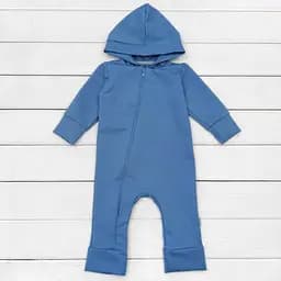 Чоловічок для прогулянок з капюшоном однотонний з двонитки зріст 86 см (12 - 18 місяців) Malena Синій