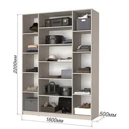 Шафа 4-дверна MebelStar Оскар Gloss BL-B, 4 додаткові полиці 160x52x220 см Антрацит/Альмонд (MBS-5298) - мініатюра 3