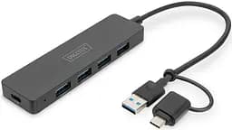 Хаб USB-A/C > 4хUSB-А 0.2м Digitus teh0025092