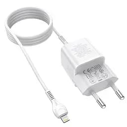 Адаптер мережевий HOCO Type-C to Lightning Cable Prestige charger set N20 |1USB/1Type-C, 20W, 3A, QC/PD| - мініатюра 2