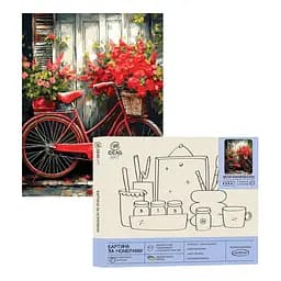 Набір для розпису по номерах "Дівочий червоний велосипед" 40*50 см, IDEA2-GX47760, ТМ "99IDEAS"