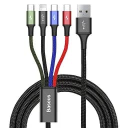 Кабель Baseus Fast 4-in-1 Cable For iP + 2xType-C + Micro 3.5 A 1.2 м CA1T4-B01 черный