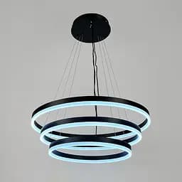 LED люстра на три кільця у чорному каркасі 60+50+40 см | Line F | Арт. G68-600+500+400 BK - мініатюра 6