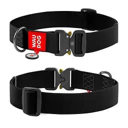 Ошейник для собак водостойкий Waudog Waterproof с QR-паспортом металлическая пряжка-фастекс Ш 40 мм Д 46-70 см черный
