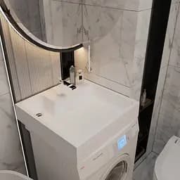 Раковина глянцева над пральною машиною Amidicon Breeze 60 600x600 з литого каменю BREEZE_60_HL, Білий - мініатюра 8