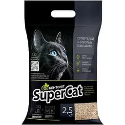 Растительный наполнитель SuperCat Биобентонит комкующий для кошачьих туалетов 2.5 кг