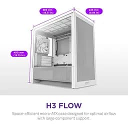 Корпус NZXT H3 Flow Tempered Glass без БЖ White (CC-H31FW-01) - мініатюра 4