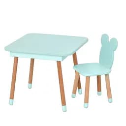 Столик со стулом "Мишка" 08-025B-BOX с ящиком, бирюзовый