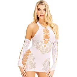 Мини платье Leg Avenue Mini dress and matching gloves White One Size