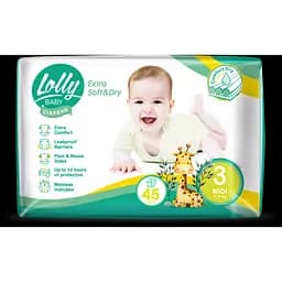 Підгузкии Lolly PSoft Midi 3 (4-9 кг) 45 шт