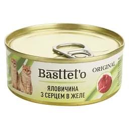 Влажный корм для кошек Basttet'o Original говядина с сердцем в желе 85 г