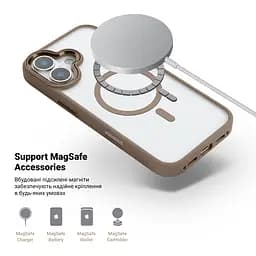 Чехол Apple iPhone 16 Plus, Unit MagSafe, бежевый, прозрачный, магсейф, противоударный, магнитный, панель-накладка с поддержкой MagSafe, с поддержкой беспроводной зарядки, TPU+PC, защита всего корпуса, ударопрочный, ArmorStandart (ARM79291) - мініатюра 4
