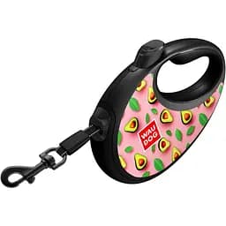 Повідець-рулетка для собак з контейнером Waudog R-leash Авокадо на рожевому зі світловідбивною стрічкою  S 12 кг 3 м - мініатюра 5