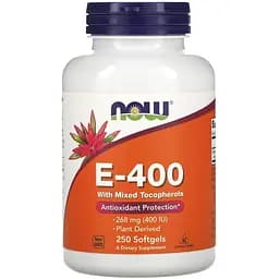 Вітаміни та мінерали NOW Vitamin E-400 with Mixed Tocopherols, 250 капсул