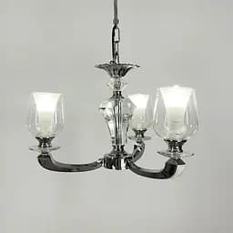 Люстра на 3 подвійних плафони із елементами білої екошкіри Line.F S 865/3 WT