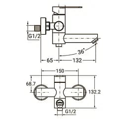 Змішувач для ванни AQUATICA HT-2C171P 9719211 - мініатюра 2