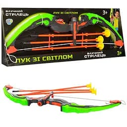 Лук "Влучний стрілець" M 0034, стріли на присосках 3шт, світло, на бат-ці, LimoToy (6903153947014)