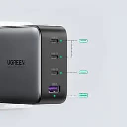 Зарядний пристрій 4xUSB 100W (3xUSB-C+USB-A) Gan Tech Fast GAN Charger чорний CD226 Ugreen - мініатюра 3