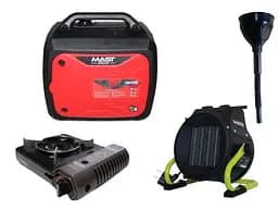 Інверторний генератор MAST GROUP + газова плитка Orcamp CK-505 + електричний обігрівач Gardyer HE2000 та лійка (KYH2200i)