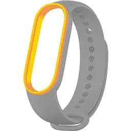 Ремінець Uwatch Double Color Replacement Silicone Band For Xiaomi Mi Band 5/6/7 Grey/Yellow Line