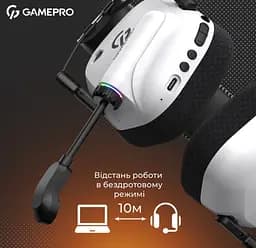 Игровые наушники GamePro HSW-120-W Wireless Mercury Genesis Pro White - мініатюра 6