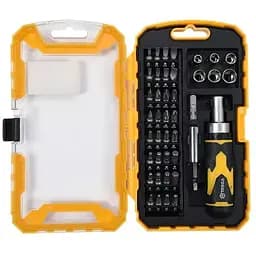 Викрутка реверсивна Vorel з насадками і торцевими головками квадрат 1/4, 41 елемент (64385)