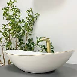 Умивальник VBI Turin white gold Edge накладний VBI-011508, Золотий - мініатюра 3