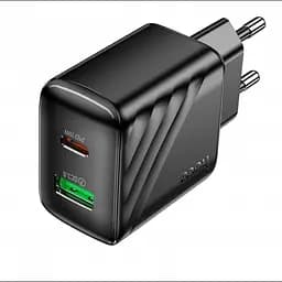 Мережевий зарядний пристрій адаптер HOCO CS25A з кабелем Type C/Type C Rico 1USB/1Type-C, 20W/3A, підтримка швидкого заряджання - мініатюра 5