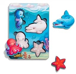 Вкладыши "Морские животные - 1" (фон с подсказкой), 16*12*0,6см