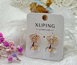 Сережки підвіски з короною та камінцями Xuping гіпоалергенні сережки висячі біжутерія з медичної сталі