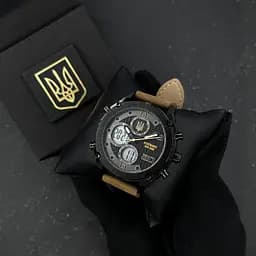 Наручний годинник чоловічий 017BKBR Тризуб золото Black-Brown Patriot acs0030989 - мініатюра 3