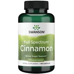 Кориця Swanson Full Spectrum Cinnamon 375 мг 180 капсул (100-66-2771794-20)
