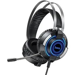 Наушники накладные Hoco ESD06 игровые с LED подсветкой Jack 3.5, 2м, black