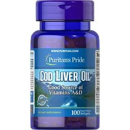 Масло печінки тріски Puritan's Pride Cod Liver Oil 415 мг 100 капсул (PTP-11150)