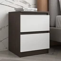 Приліжкова тумба Vays R-5 Венге Темний-Білий фасад, 2 шухляди без ручок, ЛДСП 40×40×53 см - тумба в спальню