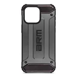 Чехол для Apple iPhone 15 Pro Max, Panzer, серый, противоударный, бронированный, милитари, панель-накладка, защита всего корпуса, защита дисплея и камеры, термополиуретан (TPU) + поликарбонат (PC), ArmorStandart (ARM75646)