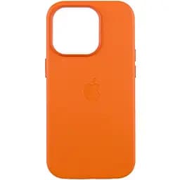 Шкіряний чохол Leather Case (AAA) with MagSafe and Animation для Apple iPhone 14 Pro Max (6.7) Orange
