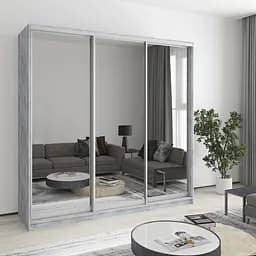 Шкаф-купе трехдверный MebelStar Стандарт AL 3 Зеркала 210x45x210 см Бетон (MBS-3013)