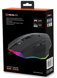 Мышь REAL-EL RM-555, Black, USB, оптическая, 800/1200/1600/2400 dpi, 6 кнопок, 1,8 м, встроенная подсветка (RM-555)